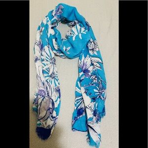 INC Women's Flowers Pashmina Pastel Blue